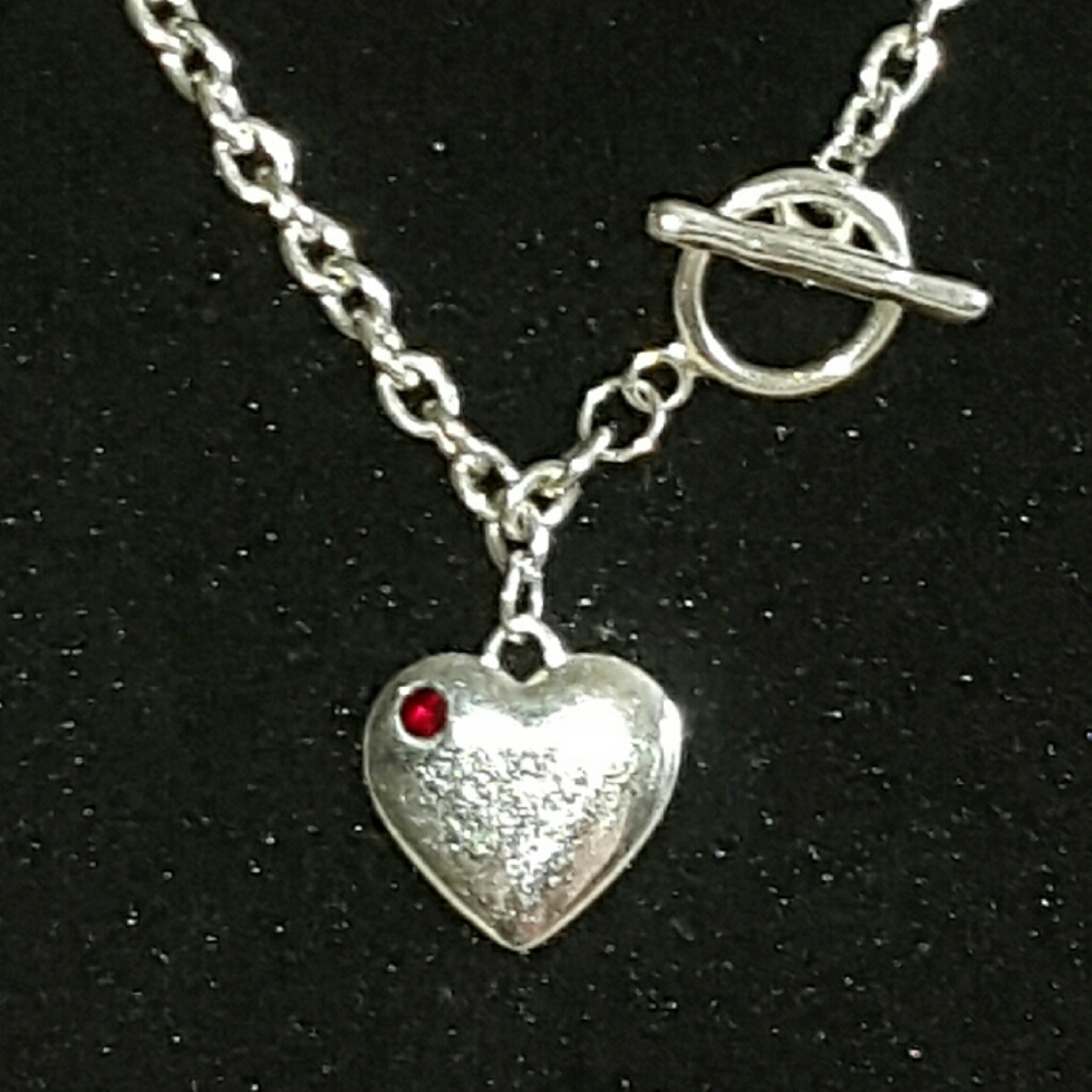 #325 Heart Necklace Red Ruby Birthstone Pendant